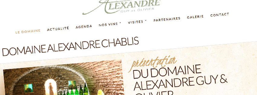 Site internet Domaine Alexandre Chablis  - Agence LJ&C