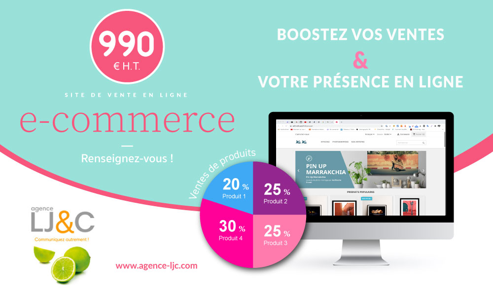 Offre de creation de site internet ecommerce de vente en ligne par l'Agence LJ&C à Auxerre